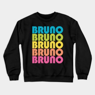 Bruno Music Teacher Bruno Lover Kids Retro Rainbow Crewneck Sweatshirt